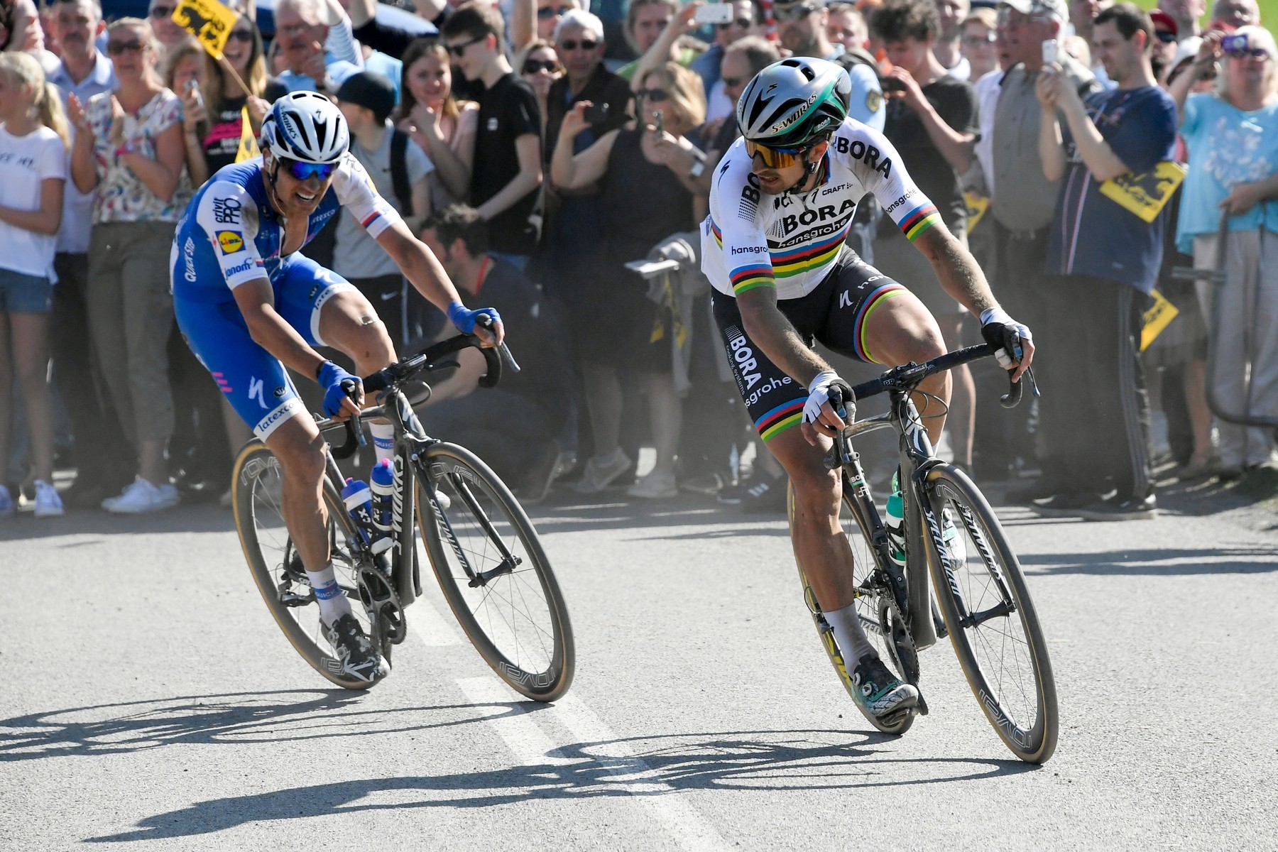 Sagan et Zdenek Stybar lors d’une échappée sur la 115ème édition du Paris-Roubaix